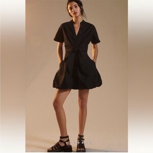 Anthropologie x Mare Mare Belted Mini Shirtdress Size Small Black